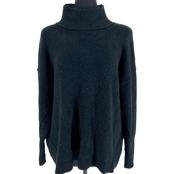 Free People Sweaters - Free People Black Afterglow Mock Neck Oversized Cozy Sweater Small